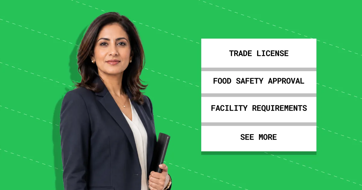 Featured graphic for the blog post on cloud kitchen license requirements in Dubai